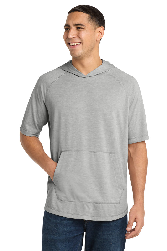 Sport-Tek  ®  PosiCharge  ®  Tri-Blend Wicking Short Sleeve Hoodie. ST404