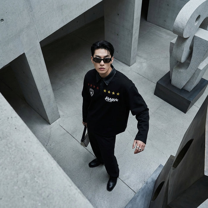 Hoodie polo sportif noir pour homme - K-fashion décontractée