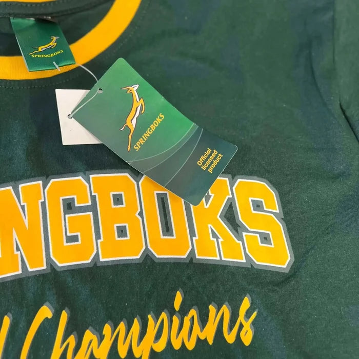Springbok Official Licensed Supporter T-Shirt in green with yellow lettering and logo, 3XL size, 100% cotton
