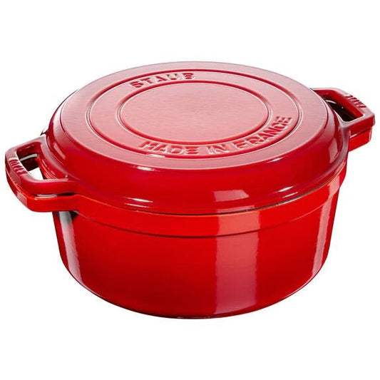 Staub 3 in 1 cocotte braise & grill set 28cm in color cerise cherry - Shoppers-kart.com