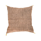 Artisanal Handmade Moroccan embroidered cactus silk sabra pillow brown handwoven