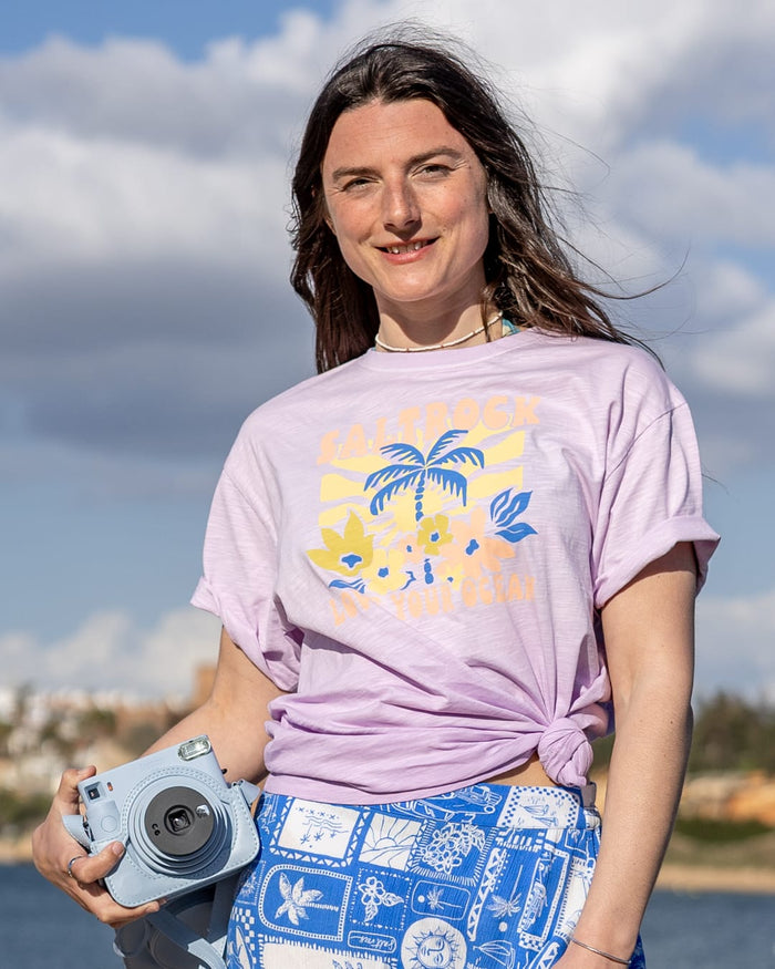 Sun Daze Womens Short Sleeve T-Shirt in Light Purple