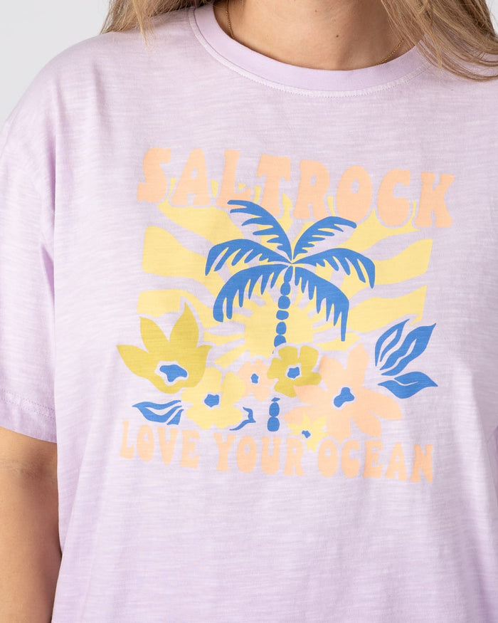 Sun Daze Womens Short Sleeve T-Shirt in Light Purple