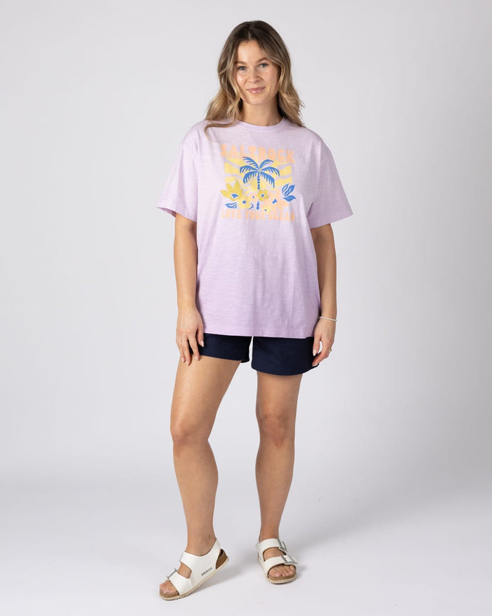 Sun Daze Womens Short Sleeve T-Shirt in Light Purple