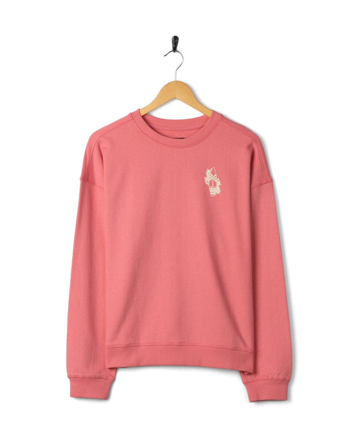 Sun Surfer Womens Oversized Sweatshirt in Pink