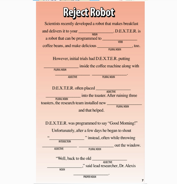Super Funny Fill-Ins For Kids