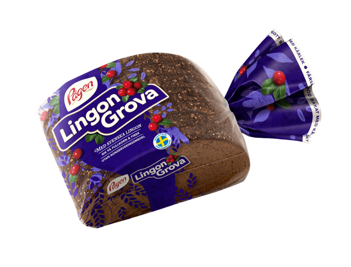 Pågen LingonGrova 500g – Swedish soft whole grain rye bread with lingonberries, rich in fiber, no preservatives, included in the Swedish Breakfast Box Small
