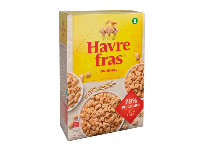 Havrefras Original 375g – Swedish oat breakfast cereal, 78% whole grain, Keyhole certified, high in fiber, included in the Swedish Breakfast Box Small