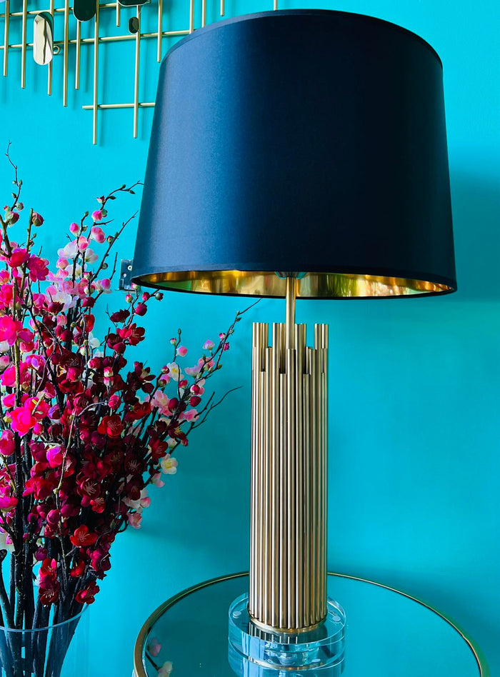 Table Lamp Golden Metal with Black Lampshade