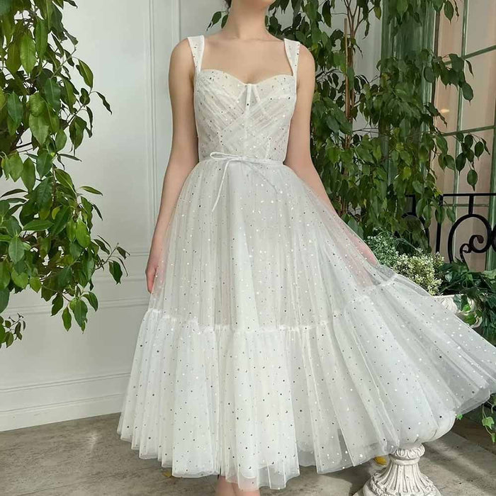 Teens Sparkly Starry Tulle Prom Dresses A Line Homecoming Dresses Formal Evening Gowns