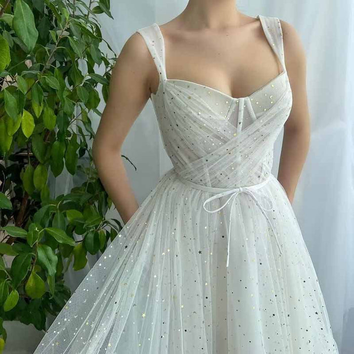 Teens Sparkly Starry Tulle Prom Dresses A Line Homecoming Dresses Formal Evening Gowns