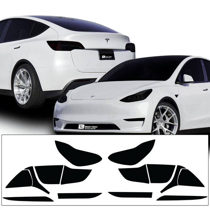 Head Tail Light Markers Reflectors Precut Smoke Tint Overlay Fits Tesla Model Y 2020 - 2024 - Bogar Tech Designs