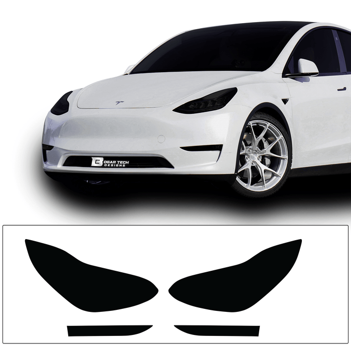 Head Tail Light Markers Reflectors Precut Smoke Tint Overlay Fits Tesla Model Y 2020 - 2024 - Bogar Tech Designs