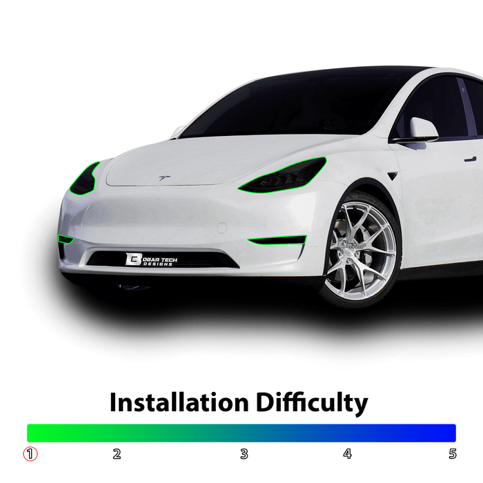 Head Tail Light Markers Reflectors Precut Smoke Tint Overlay Fits Tesla Model Y 2020 - 2024 - Bogar Tech Designs