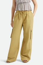 Women's The Jett Lightweight Cargo Wide Leg Pant in the color Olive Stone - Women's Front View