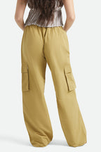 Women's The Jett Lightweight Cargo Wide Leg Pant in the color Olive Stone - Women's Back View