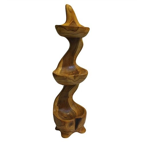 Three Tier Bowl Standing handcarved Teak Wood