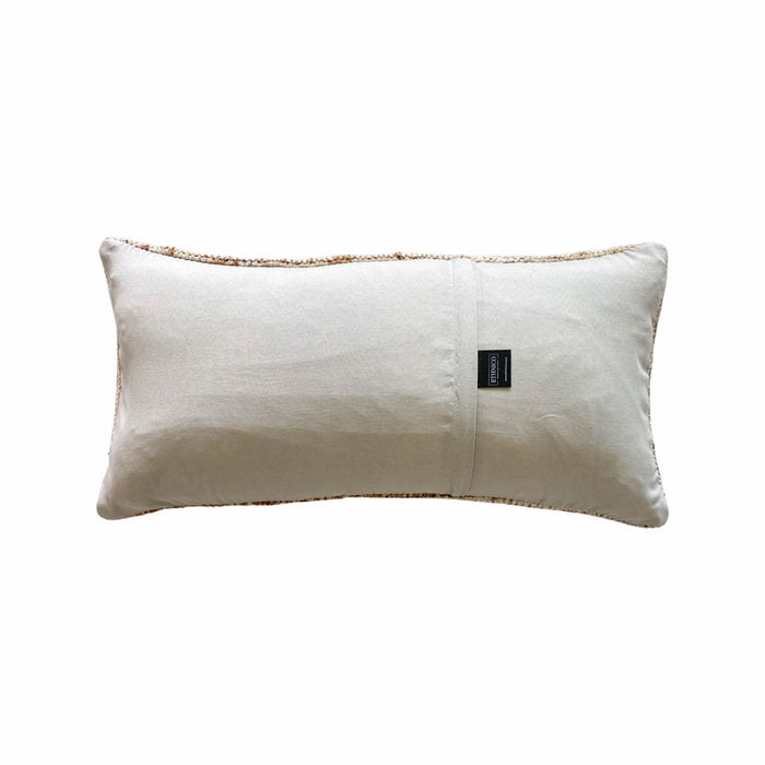 Tierra Handmade traditional Turkish oushak lumbar pillow cover made with vintage rugs 12x24 cream beige brown