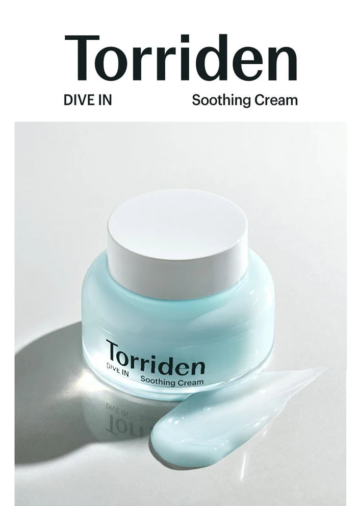 Torriden soothing cream jar on a light gray background