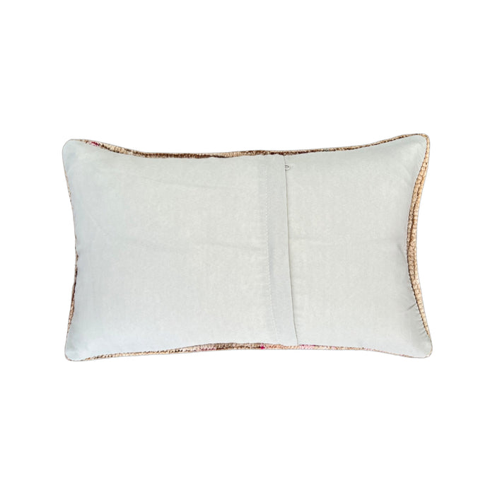 Handmade traditional Turkish oushak pillow cover made with vintage rugs 12x20 beige tan taupe