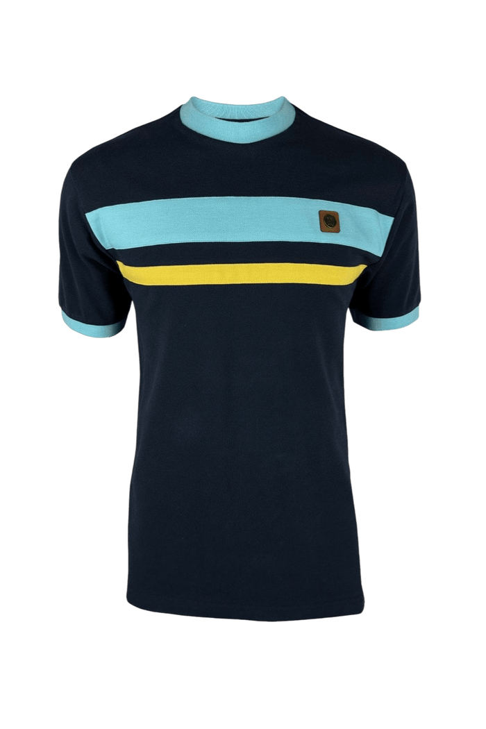 TROJAN cut and sew stripe pique tee