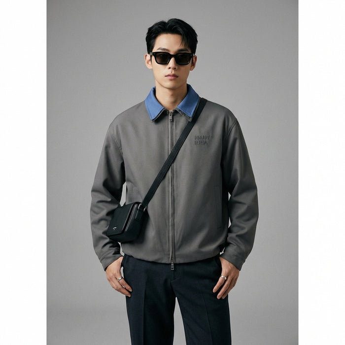 Veste homme bicolore décontractée grise et bleue - Mode Coréenne K-fashion - Taille M