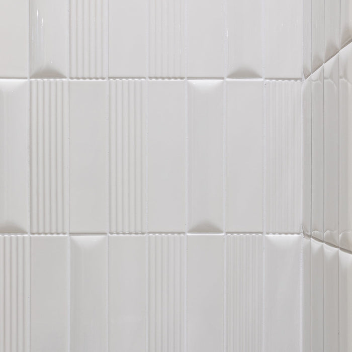 Vibes Quilt Glossy Niveo 6.2x25 Tile Sartoria By Terratinta