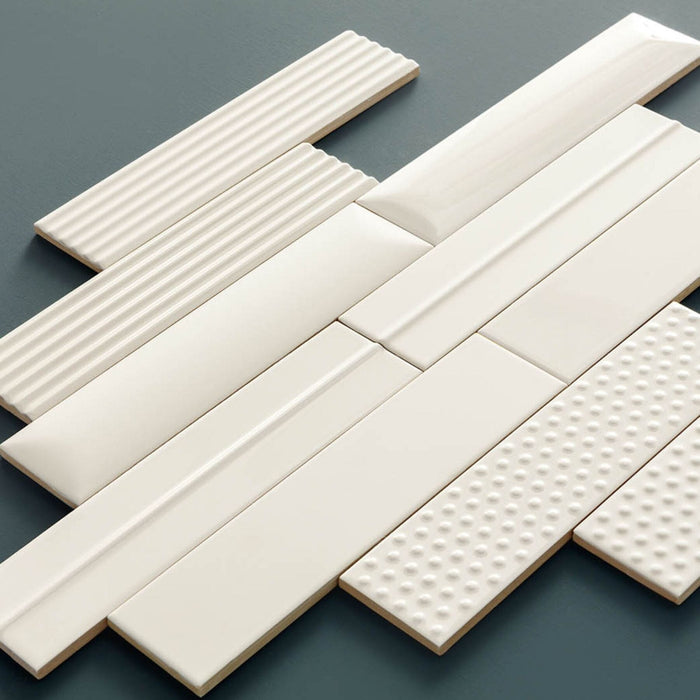 Vibes Quilt Glossy Niveo 6.2x25 Tile Sartoria By Terratinta