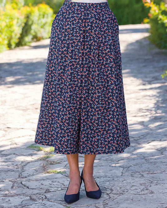 Victoria Floral Cotton Soft Pleated Skirt - Country Collection