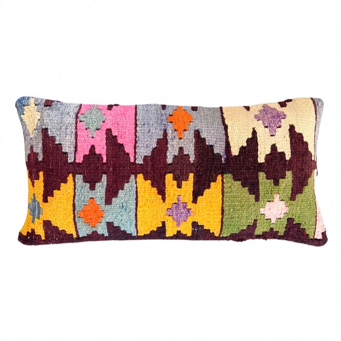 traditional Handmade Turkish kilim pillow cover made with vintage rugs 12x24