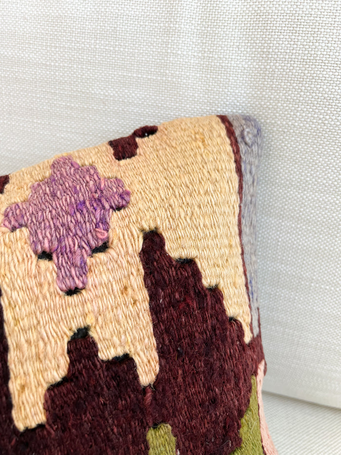traditional Handmade Turkish kilim pillow cover made with vintage rugs 12x24