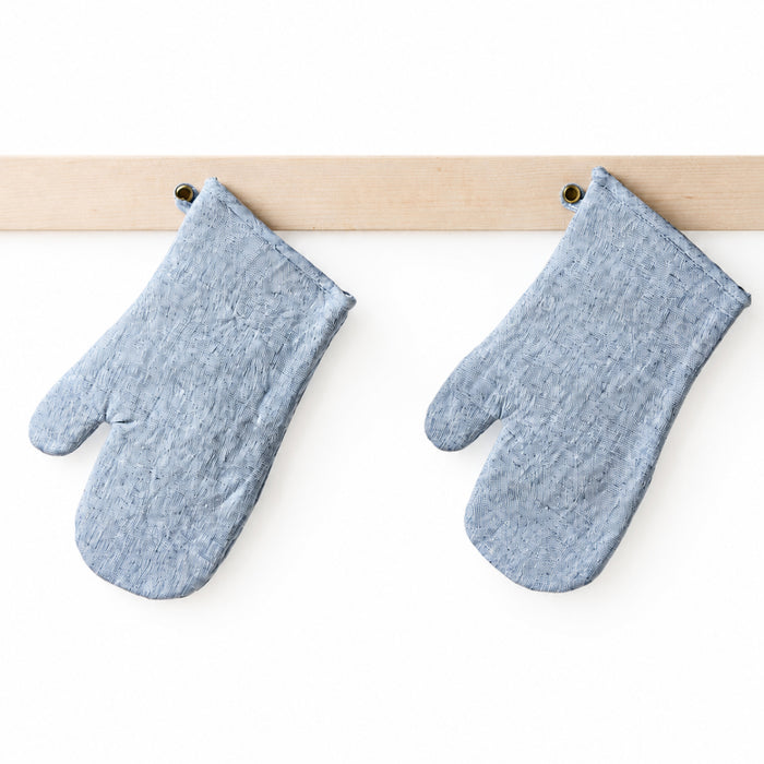 Washed Linen Oven Mitt: Indigo / Single