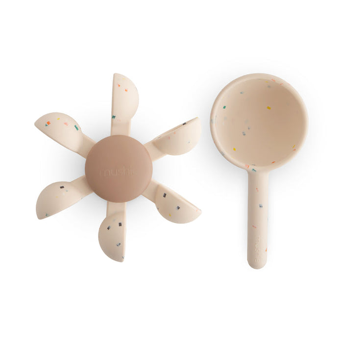 spoons with a textured finish on a white background
