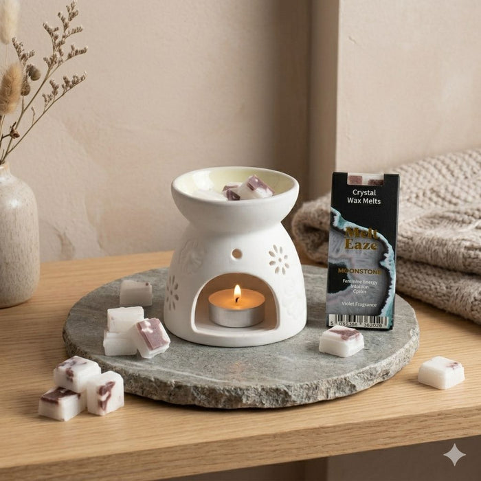 Wax Melts delicate violet fragrance with Moonstone gemstone chips