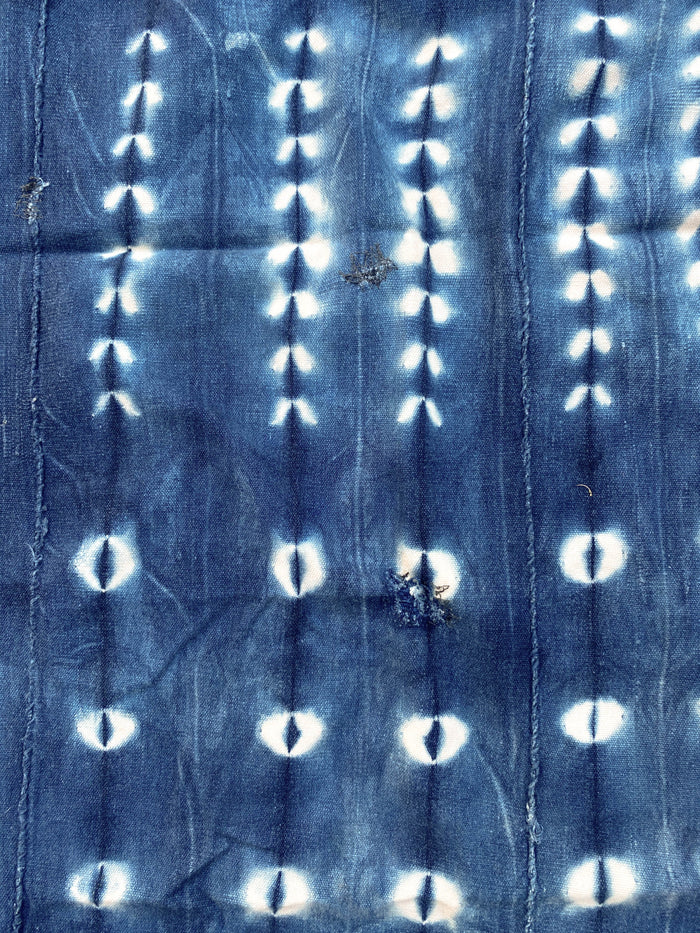 West African Mali Shibori Indigo Mud Cloth Throw I