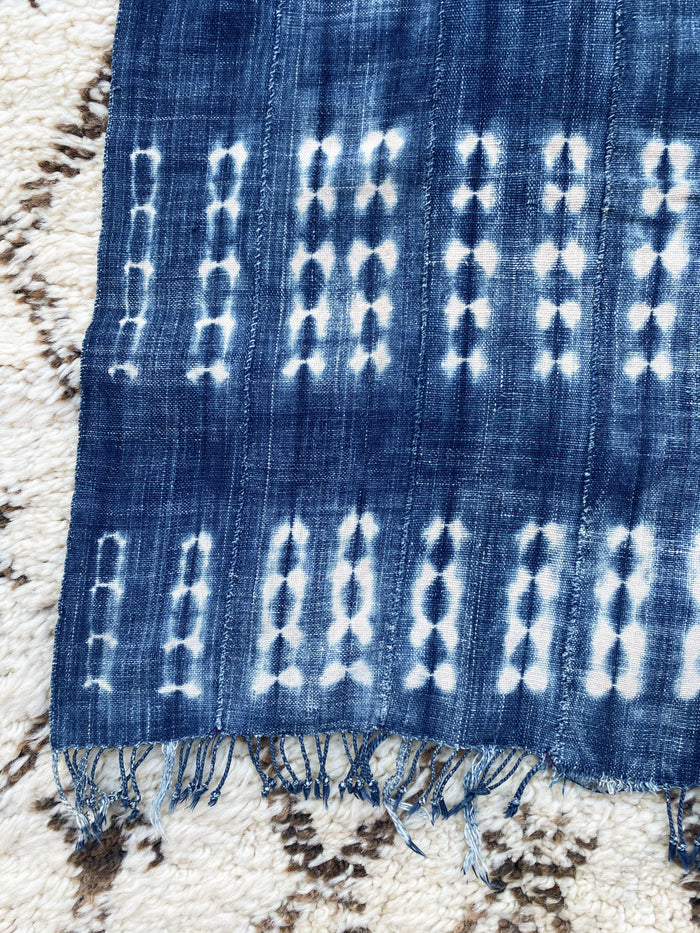 West African Mali Shibori Indigo Throw XII
