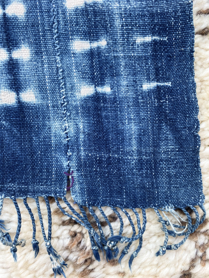 West African Mali Shibori Indigo Throw XII