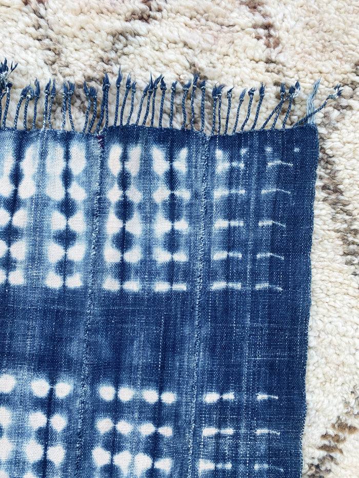 West African Mali Shibori Indigo Throw XII