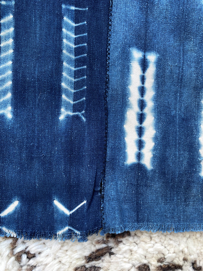 West African Mali Shibori Indigo Throw XXII