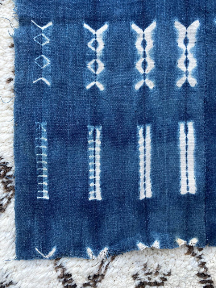 West African Mali Shibori Indigo Throw XXII