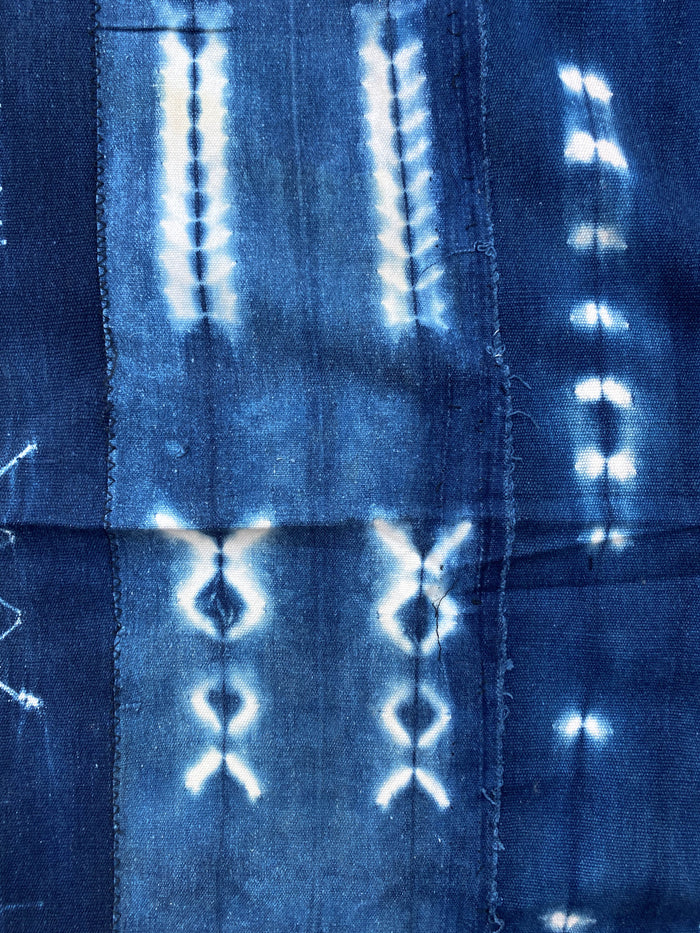 West African Mali Shibori Indigo Throw XXII