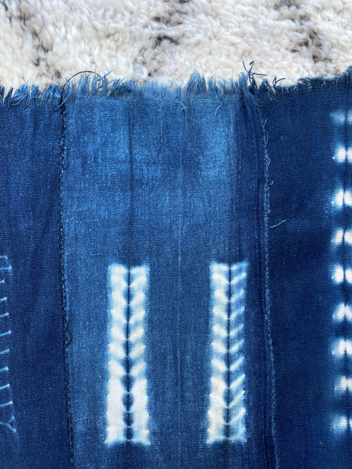 West African Mali Shibori Indigo Throw XXII