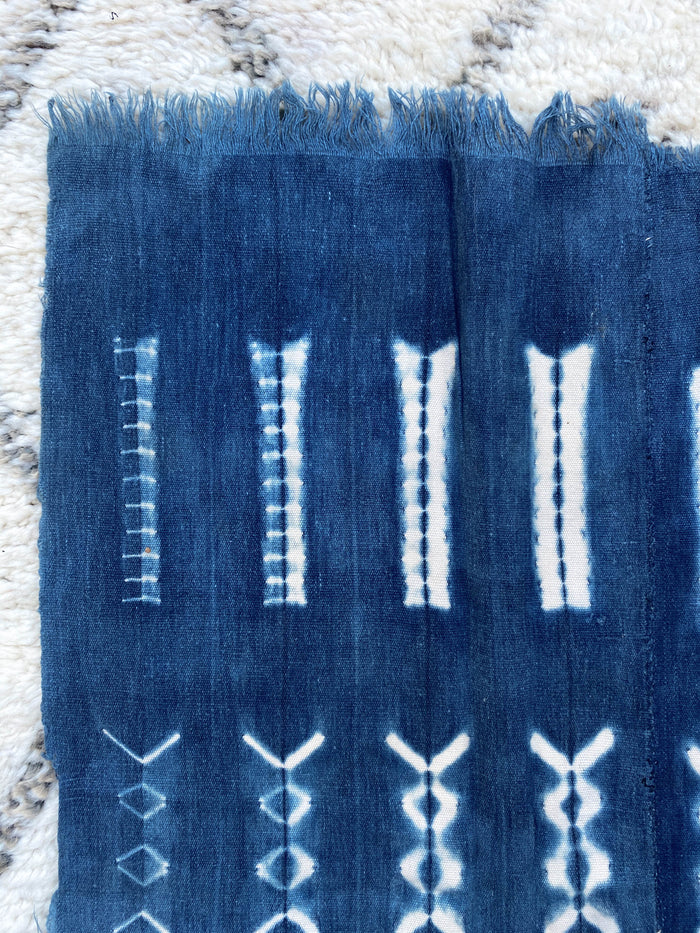 West African Mali Shibori Indigo Throw XXII