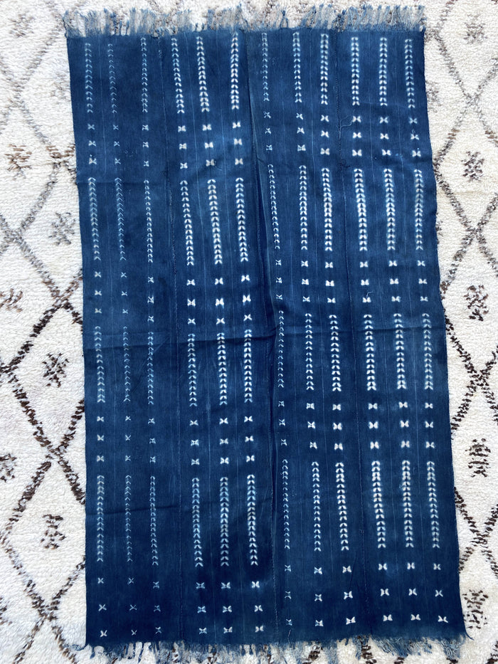West African Mali Shibori Indigo Throw XXIII
