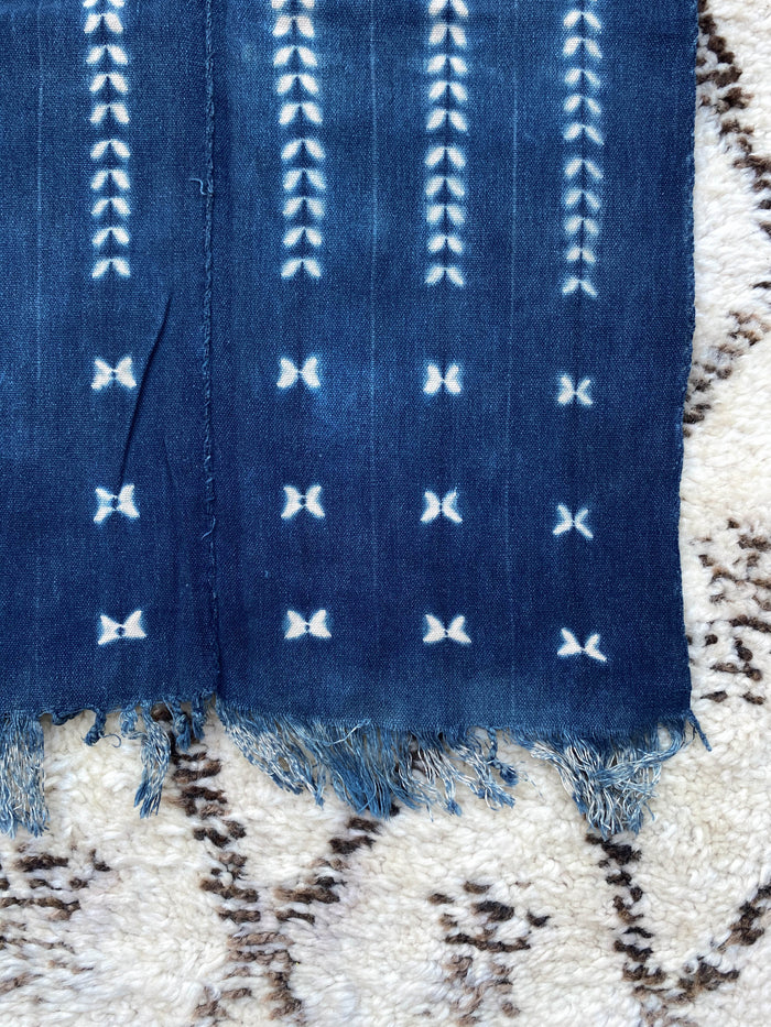 West African Mali Shibori Indigo Throw XXIII