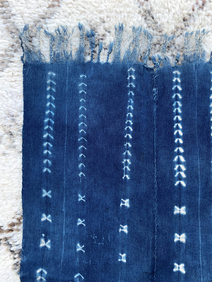 West African Mali Shibori Indigo Throw XXIII
