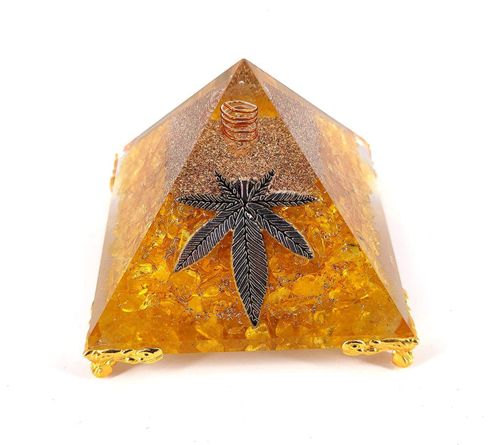 White Whale Amethyst Orgone Pyramid Energy Generator Reiki Healing Crystal Chakra With Gold Stand Feng Shui Pyramid