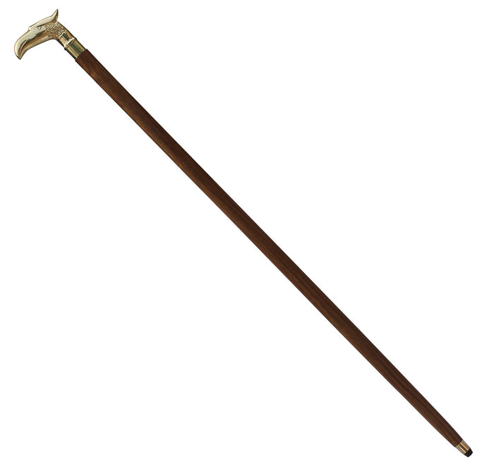 White Whale Eagle Walking Stick - Men Derby Canes and Wooden Walking Stick for Men and Women - 37" Brown Ebony Brass Handle in Golden Tone Natural Wood Unisex Cane