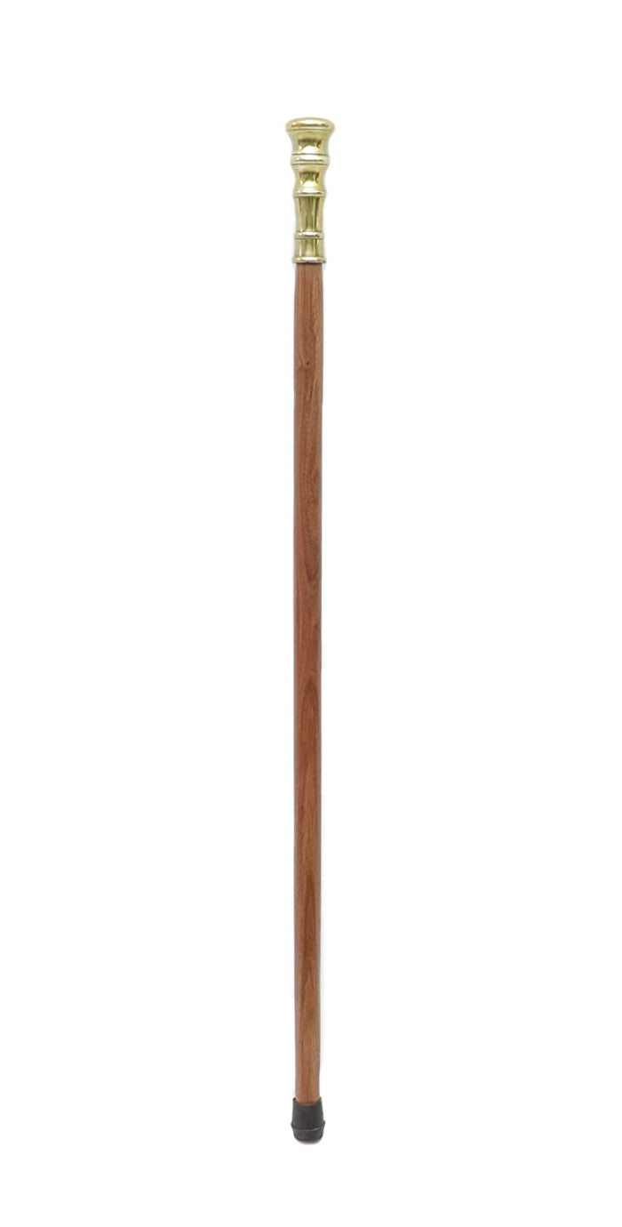 White Whale Knob Shape Walking Stick - Men Derby Canes and Wooden Walking Stick for Men and Women - 37" Brown Ebony Brass Handle in Golden Tone Natural Wood Unisex Cane