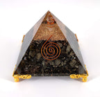 White Whale Orgone Pyramid Energy Generator Reiki Healing Crystal Chakra With Gold Stand Feng Shui Pyramid